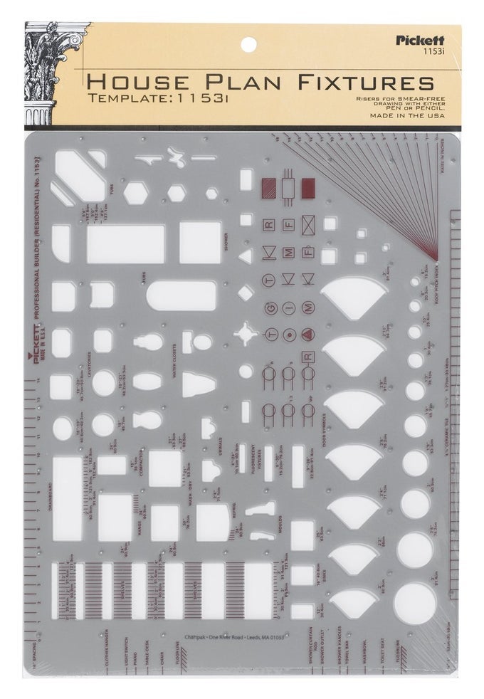 HOUSE PLAN FIXTURES KITCHEN AND BATH TEMPLATE 14 INCH SCALE 1153I