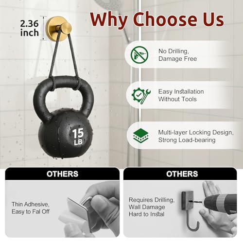 awrose 4 Packs Suction Cup Hooks for Shower, Heavy-Duty Wreath Hangers for Front Door, No Drill Glass Door Shower Suction Hooks No Damage for Walls Bathroom Kitchen Window Mirror Tile Towel Coat Robe Loofah - Image 4