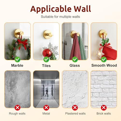 awrose 4 Packs Suction Cup Hooks for Shower, Heavy-Duty Wreath Hangers for Front Door, No Drill Glass Door Shower Suction Hooks No Damage for Walls Bathroom Kitchen Window Mirror Tile Towel Coat Robe Loofah - Image 3
