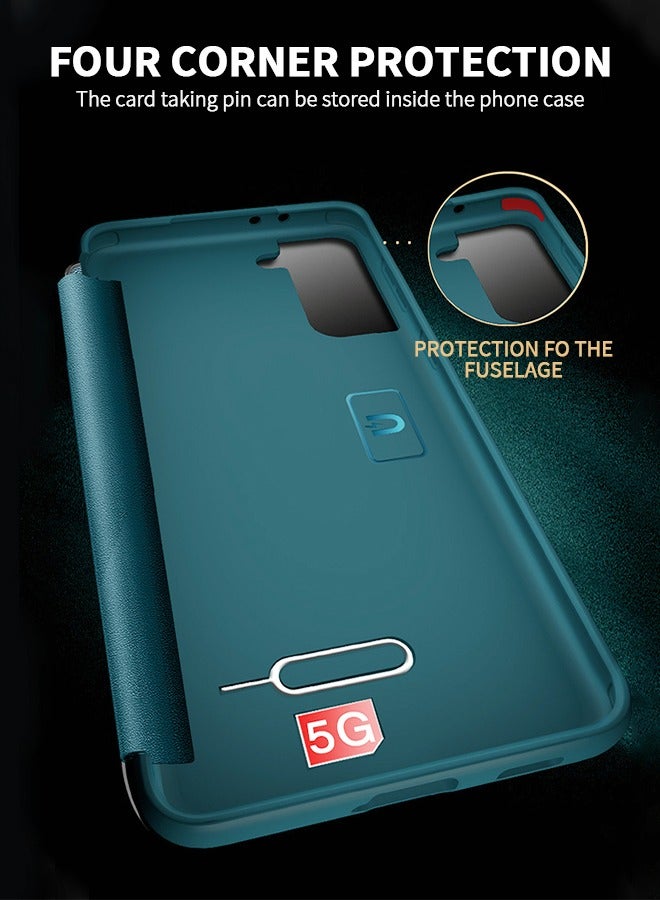 GROIC For Samsung Galaxy S23 Plus 5g 6.6 Inch Phone Case with Toughened Film, Leather Case with  Window, Magnetic Flip Cover, Half Window Stand Phone Shell - Image 4