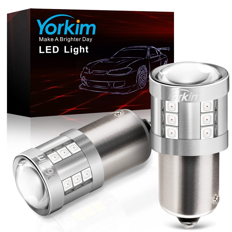 لمبة يوركيم 1156 LED حمراء 3000 لومن 300 لمبة LED خلفية فرامل أكثر سطوعًا BA15S P21W 7506 1003 1141 لمبات LED لسيارات إضاءة الفرامل والإضاءة الخلفية عبوة من 2