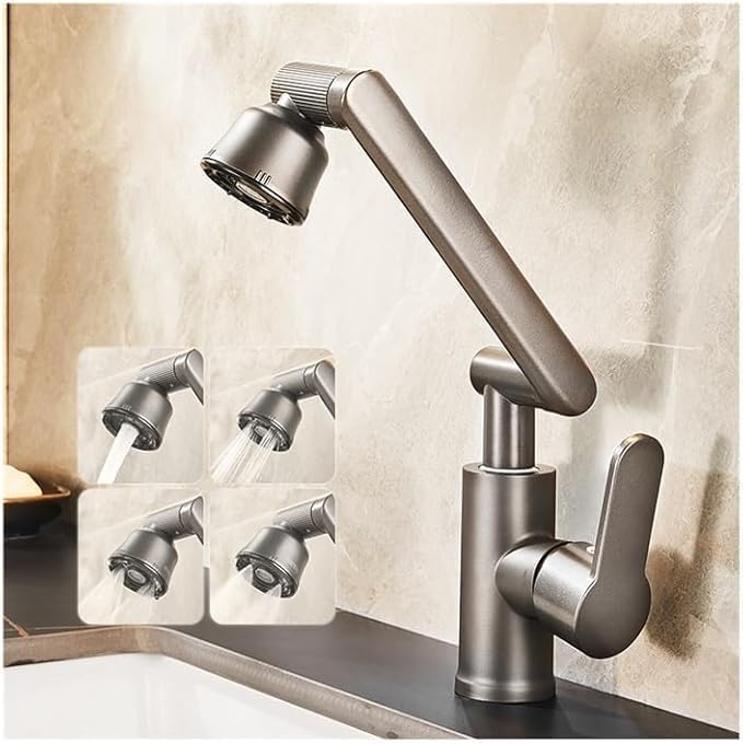 HEVASNEK Stainless Steel PullOut Kitchen Sink Faucet DualPurpose Hot Cold Mixer Tap for Kitchen and Bathroom Vanity 1080 Swivel Sink Faucet - Image 5