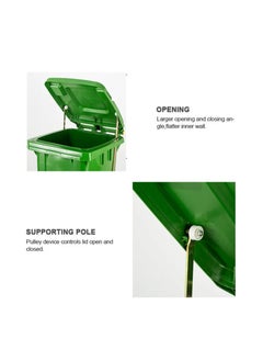 VINSTAR 120 Ltr Green Outdoor Waste Center Pedal Bins, Garbage Can Container With Attached Lid & Two Wheeled - High Density Polyethylene (HDPE) Heavy-Duty  - Image 4