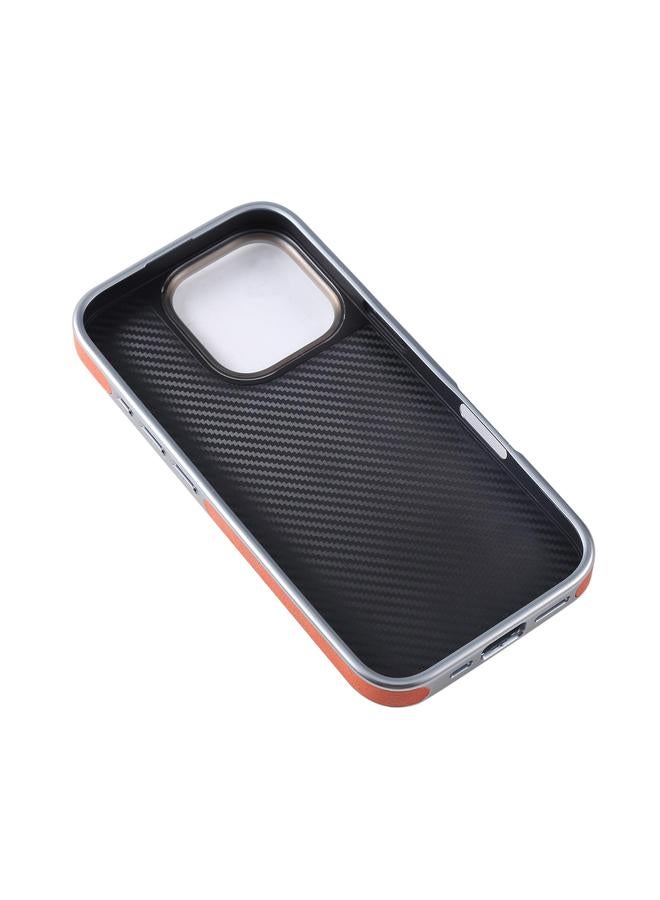 erorex Case For iPhone 16 Pro Plated Leather Grain Rotation MagSafe Holder Phone Case - Image 3