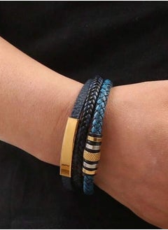 JewelryLand Men’s Elegant Bracelet Made Of High Quality PU Leather And Stainless Steel  - Image 1