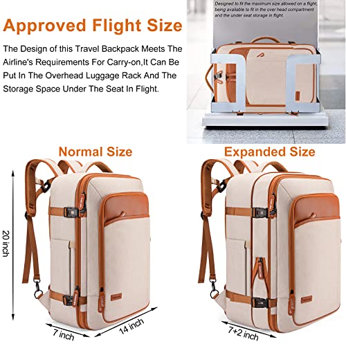 Lumesner Carry on Travel Backpacks, Extra Large 40L Flight Approved for Men & Women,Expandable Suitcase backpack (Beige (Backpack With 4 Packing Cubes)) - Image 3