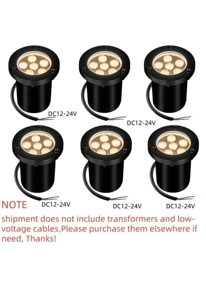 6 حزمة إضاءة أرضية LED منخفضة الجهد 6 واط بلون أبيض دافئ مقاوم للماء IP67 للإضاءة الخارجية - Image 1