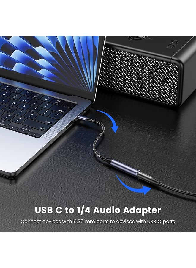 erorex Usb Type C To 1 4 Headphone Adapter Usb C To 6.35Mm Trs Audio Cable Stereo Jack Audio Aux Adapter Compatible With Amplifiers Mixer Home Theater Smartphones Laptop 6.35Mm Headphones - Image 2