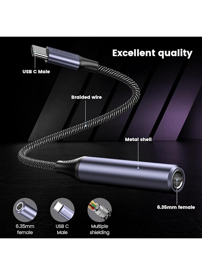erorex Usb Type C To 1 4 Headphone Adapter Usb C To 6.35Mm Trs Audio Cable Stereo Jack Audio Aux Adapter Compatible With Amplifiers Mixer Home Theater Smartphones Laptop 6.35Mm Headphones - Image 5