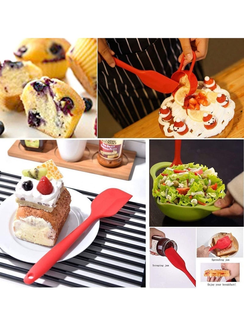 SYOSI مجموعة ملعقة سيليكون | 5 أدوات متعددة الاستخدامات للطهي والخبز والخلط | تصميم من قطعة واحدة، غير لاصق ومقاوم للحرارة 600 فهرنهايت | قلب قوي من الفولاذ المقاوم للصدأ - Image 4