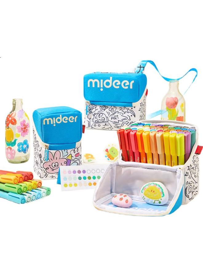 Mideer Acrylic Marker Graffiti Handbag Storage Bag, Children'S Water-Based Paint Set, 24 Colors + Diy Handbag Graffiti Bag, Children'S Back-To Gift - Image 1