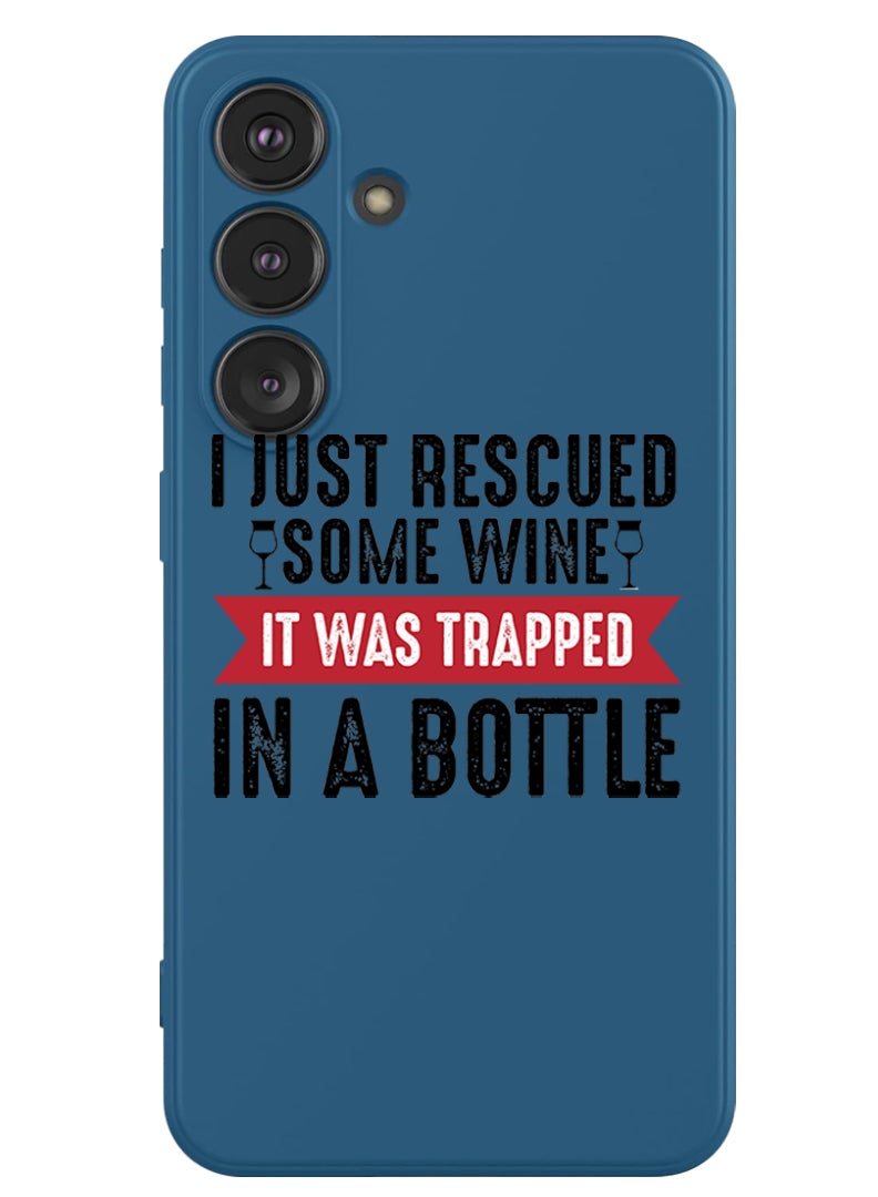 Theodor Protective Slim Fit Case Liquid Silicone Cover with Full Body Protection Anti-Scratch Shockproof Case For Samsung Galaxy S24 (Blue) - Wine trapped in bottle black - Image 1