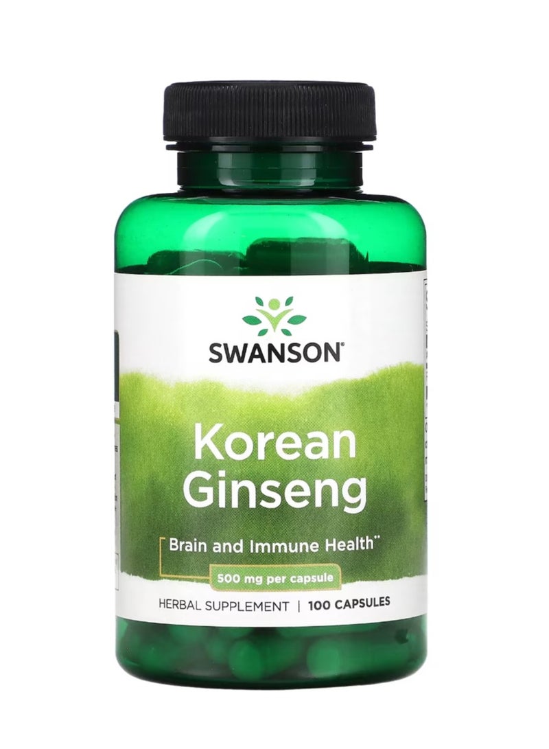 SWANSON Korean Ginseng 500 mg 100 Capsules - Image 1