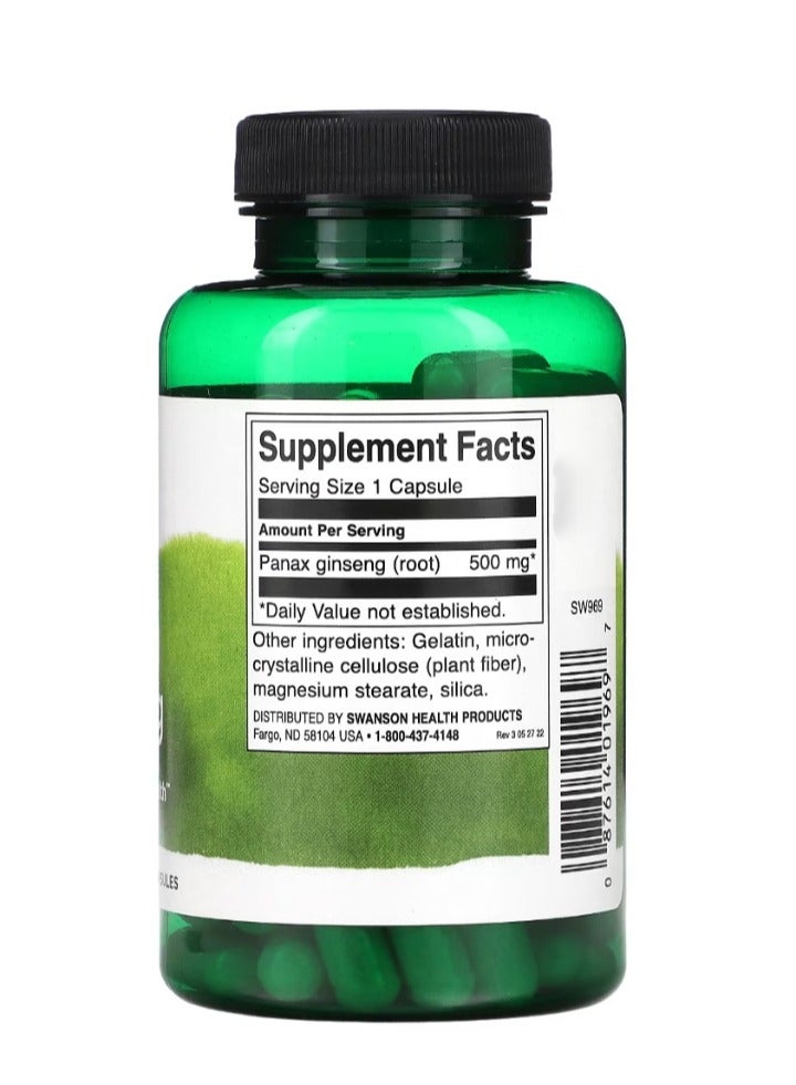 SWANSON Korean Ginseng 500 mg 100 Capsules - Image 2
