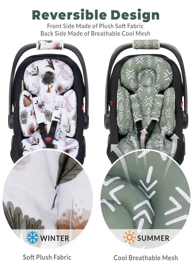 TinlyFinly Newborn Car Seat Insert, Head and Body Support, Reversible Infant Insert Compatible with Baby Carseat, Stroller, Mamaroo Swing, Rocker, Bassinet, Bouncer. Baby Car Seat Cushion - Rabbit - Image 3
