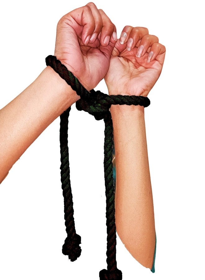 Esselkay لعبة حبل قطن للأطفال من Esselkay، أصفاد يدوية سوداء قابلة للتعديل وناعمة، عبوة من 2 - Image 3