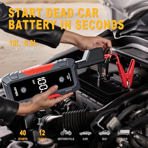 HPBS H50 Jump Starter - 5000A Jump Starter Battery Pack for Up to 10.0L Gas and 8.0L Diesel Engines, 12V Portable Car Battery Jump Starter Box with 3.0" LCD Display - Image 2