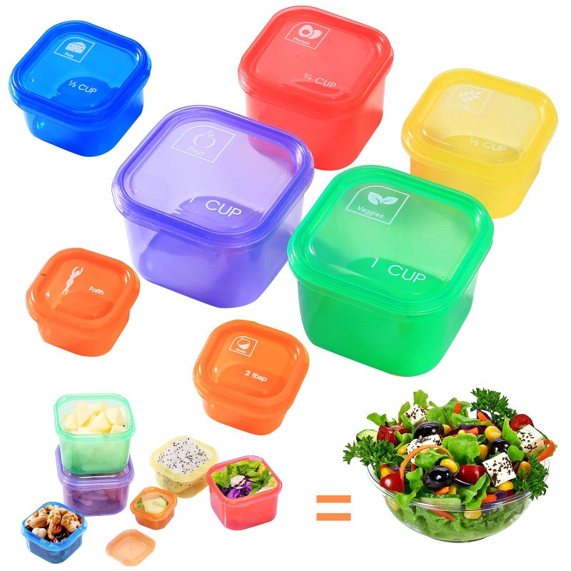 Extrapins Portion Control Container Kit,21 Day Fix Containers And Food Plan,Multicolor Coded Containers,Meal Prep System Storage Containers,BPA Free Weight Loss Food Containers For Double Diet Plan - Image 1
