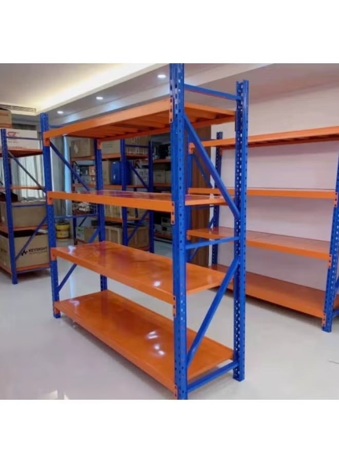 Medium-Duty Adjustable 4-Tier Steel Storage Rack, 200x200x60cm, 250-300kg Load Capacity