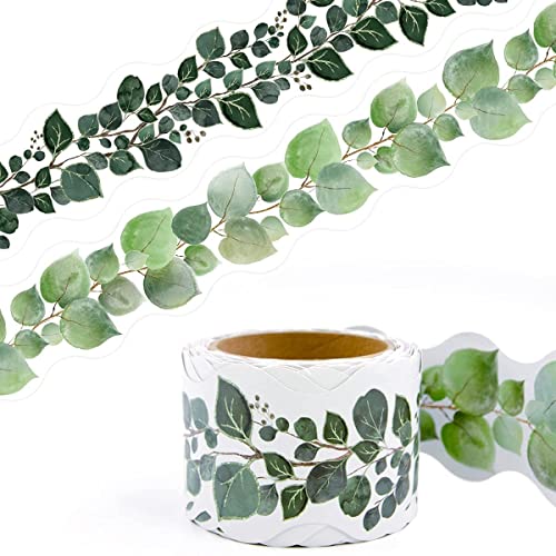 WorldBazaar Eucalyptus Bulletin Board Border 36ft Greenery Leaves Border Die-Cut Paper Trim for Farmhouse Classroom Decoration Two Sided School Family Party Home Decor - Image 2