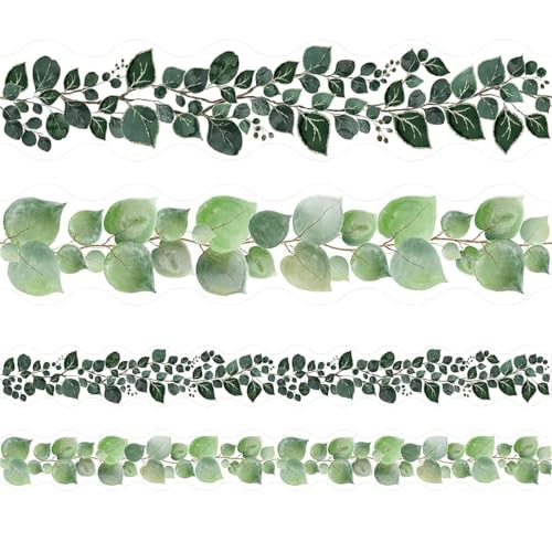 WorldBazaar Eucalyptus Bulletin Board Border 36ft Greenery Leaves Border Die-Cut Paper Trim for Farmhouse Classroom Decoration Two Sided School Family Party Home Decor - Image 1