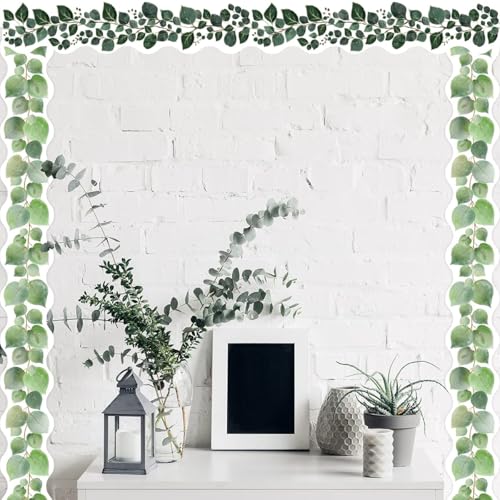 WorldBazaar Eucalyptus Bulletin Board Border 36ft Greenery Leaves Border Die-Cut Paper Trim for Farmhouse Classroom Decoration Two Sided School Family Party Home Decor - Image 5