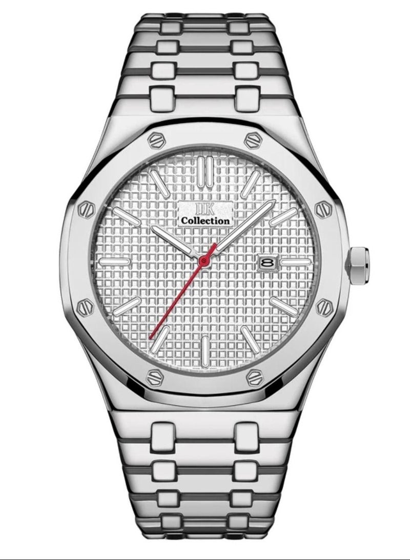 IIK Collection Men's Wrist Watch, Silver Band with Silver Dial - Image 2