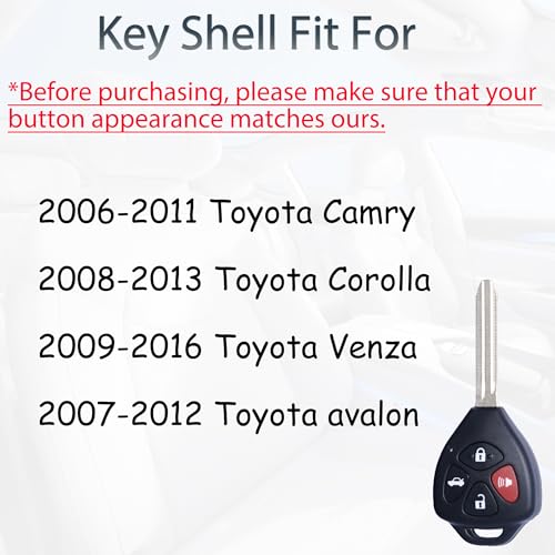 SUPALAND Key Fob Shell Case Replacement Fits for Toyota Camry Corolla Venza Avalon 2007 2008 2009 2010 2011 2012 2013 Keyless Entry Remote Control 4 Button Pad Key Cover - Image 3