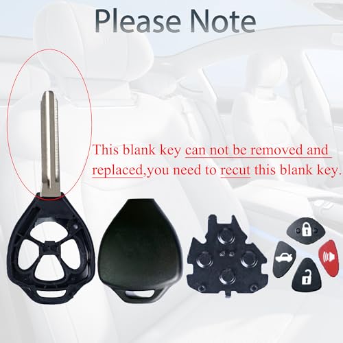 SUPALAND Key Fob Shell Case Replacement Fits for Toyota Camry Corolla Venza Avalon 2007 2008 2009 2010 2011 2012 2013 Keyless Entry Remote Control 4 Button Pad Key Cover - Image 2