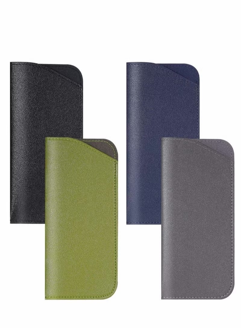 4 PCS Soft Glasses Cases, Reading Glasses Case, PU Leather Sunglasses Spectacles Bag Anti-Scratch Eyeglasses Pouch Case, Eyeglasses Case For Women Men Kids Lady - Image 2