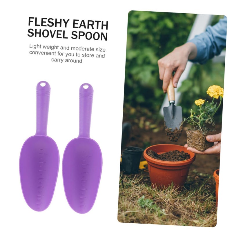 2 Pack Plastic Soil Shovel with Scale Lightweight Ergonomic Gardening Tool for Indoor Outdoor Planting - Image 4