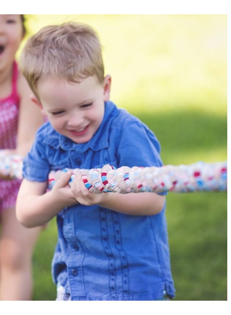 Kids Tug of War Group Game - Safe and Durable Fabric Rope - Promotes Cooperative Play and Motor Activities 