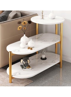 DubaiGallery Small Coffee Table 3 Shelves Sofa Side Table Corner Table Iron Frame Sideboard Living Room Side Table  - Image 1