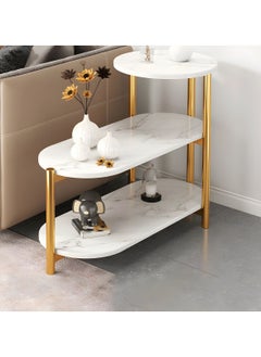 DubaiGallery Small Coffee Table 3 Shelves Sofa Side Table Corner Table Iron Frame Sideboard Living Room Side Table  - Image 2