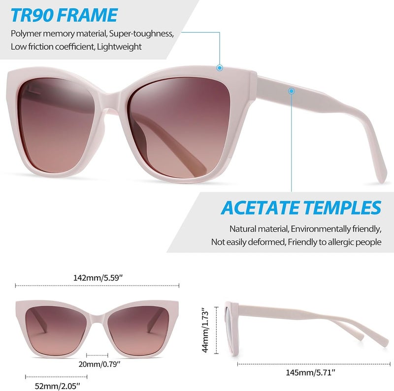 Joopin Sunglasses Women Polarized Cat Eye UV Protection TR90 Big Frame Shades Lady Sunglass Trendy Vintage Oversized Sun Glasses - Image 4