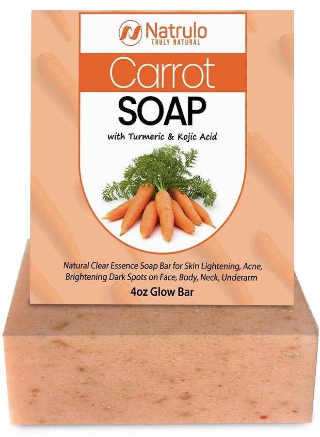 Natrulo Carrot Soap for Skin Brightening - Natural Carrot Soap Bar for Spots on Face, Body, Neck, Underarm - Carotene Reduces Acne, Brightens Spots, & Evens Skin Tone - Kojic Acid Glow Bar Made in USA - Image 1
