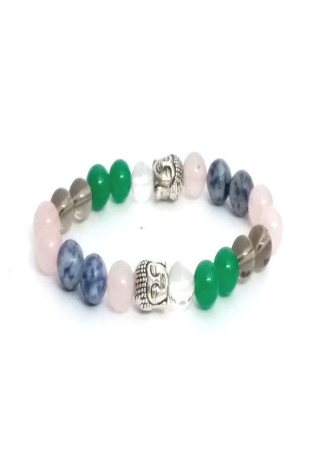 Astroghar Rose, Smokey & Clear Quartz with Sodalite Buddha Power Stretch Bracelet (8 MM) for Anger Control - Image 2