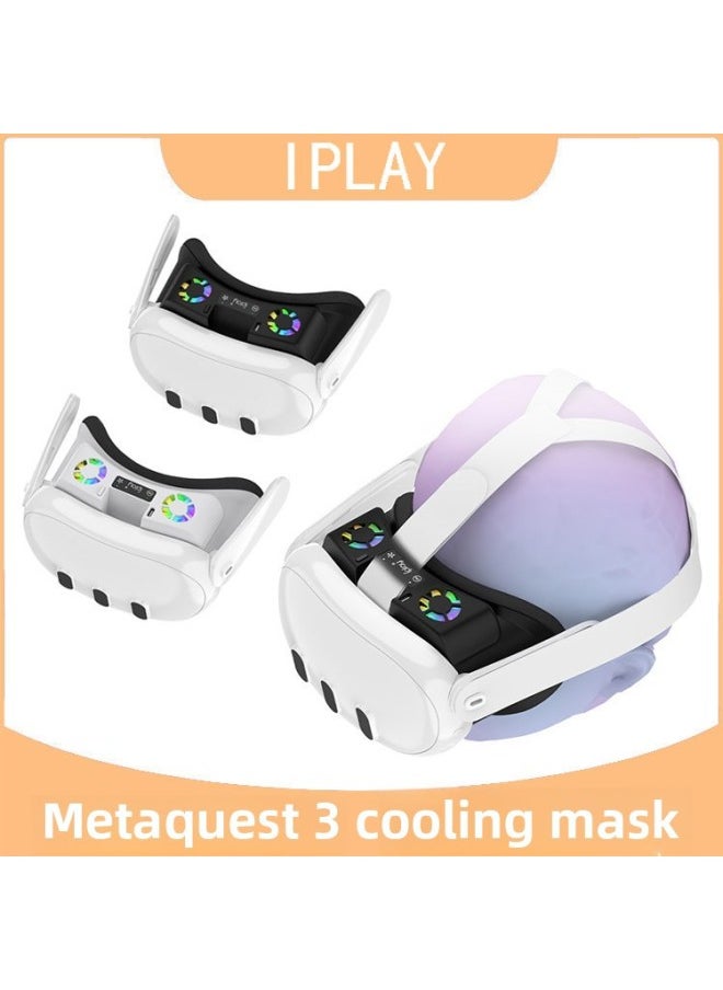 Generic Meta Quest 3 VR Helmet Thermal Mask Quest 3 Breathable Shading With RGB Eye Mask HBV-555-Product Color:White  - Image 2