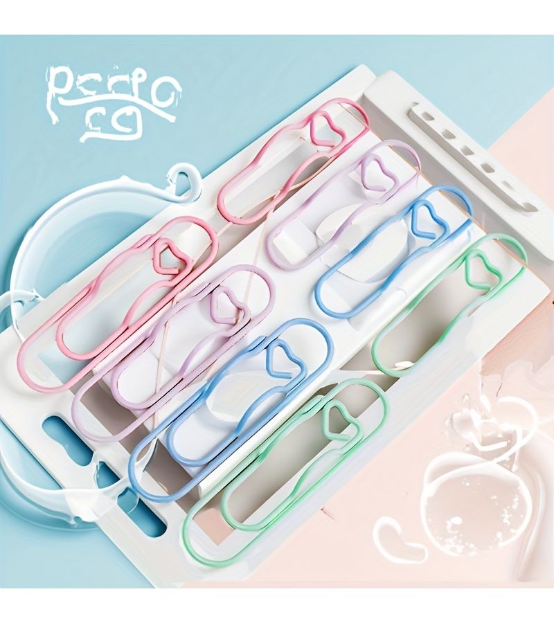 8 Pieces Love Shape Metal Macaron Paper Clips Multicolor Multifunctional Office Stationery Student Supplies - Image 2