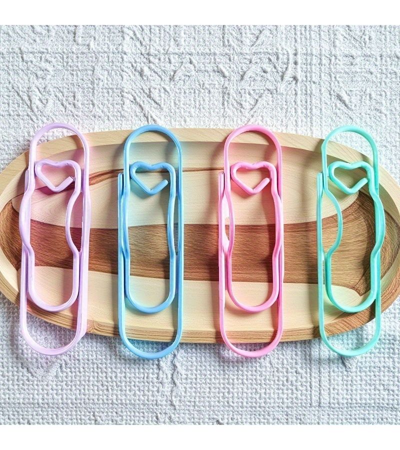 8 Pieces Love Shape Metal Macaron Paper Clips Multicolor Multifunctional Office Stationery Student Supplies - Image 5
