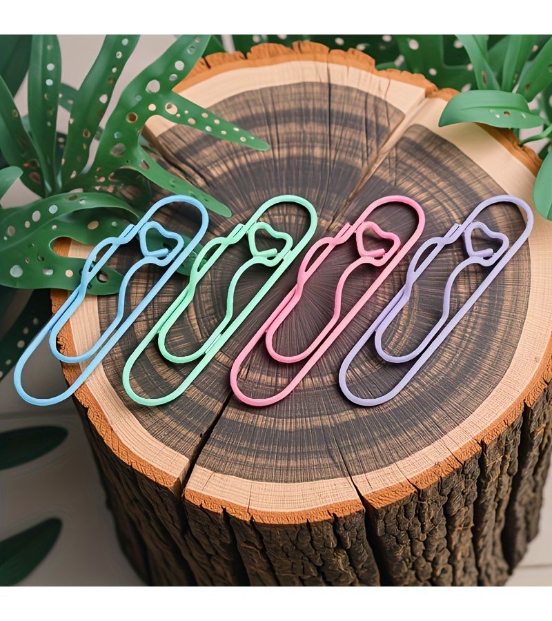 8 Pieces Love Shape Metal Macaron Paper Clips Multicolor Multifunctional Office Stationery Student Supplies - Image 4
