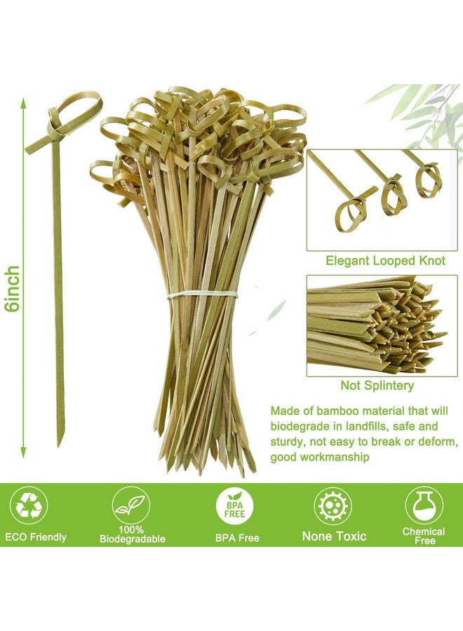 Potchen 1000 Pcs Bamboo Cocktail Picks 6 Inch Bamboo Skewers Cocktail Toothpicks for Appetizers Food Picks Cocktail Sticks with Looped Knot for Barbecue Snacks Events Party - Image 2