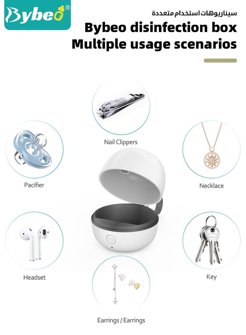 Bybeo UV Light Sanitizer, Portable Pacifier Sterilizer, Mini UV-C Sanitizer Box for Pacifiers, Teethers, Dentures, Retainers, Straws, 99.9% Sterilization in 3 Mins, USB Rechargeable - Image 3