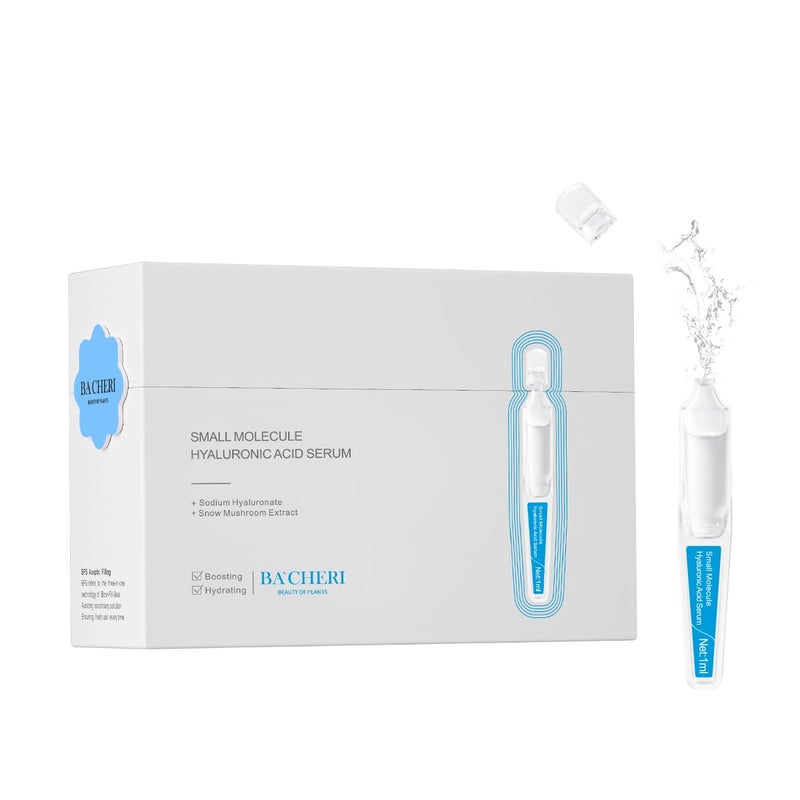Small Molecule Hyaluronic Acid Serum Ampoules for Face with Sodium Hyaluronate  Moisturizing  Plumping Formula for Youthful Skin  Targets Dryness  Fine Lines  30 PcsBox