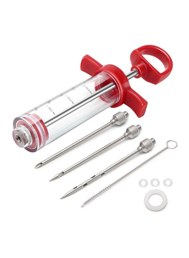 GRILL BUMP TGE-V 1-oz Plastic BBQ Marinade Injector Kit, Turkey Injector Syringe (3 Stainless Steel Meat Needles + 3 Replacement O Rings + 1 Cleaning Brush) for Smoked BBQ Grill - Image 1