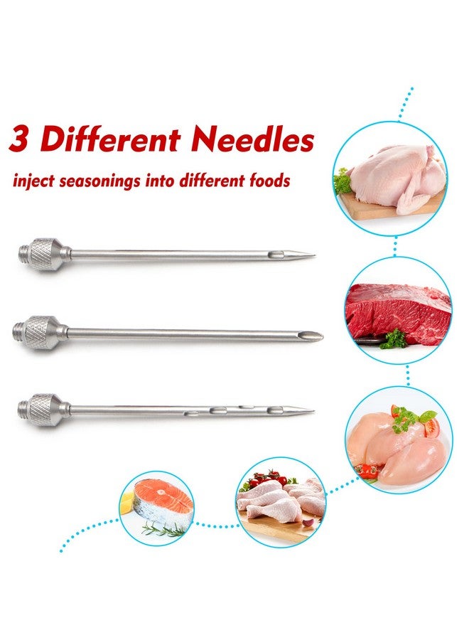 GRILL BUMP TGE-V 1-oz Plastic BBQ Marinade Injector Kit, Turkey Injector Syringe (3 Stainless Steel Meat Needles + 3 Replacement O Rings + 1 Cleaning Brush) for Smoked BBQ Grill - Image 5