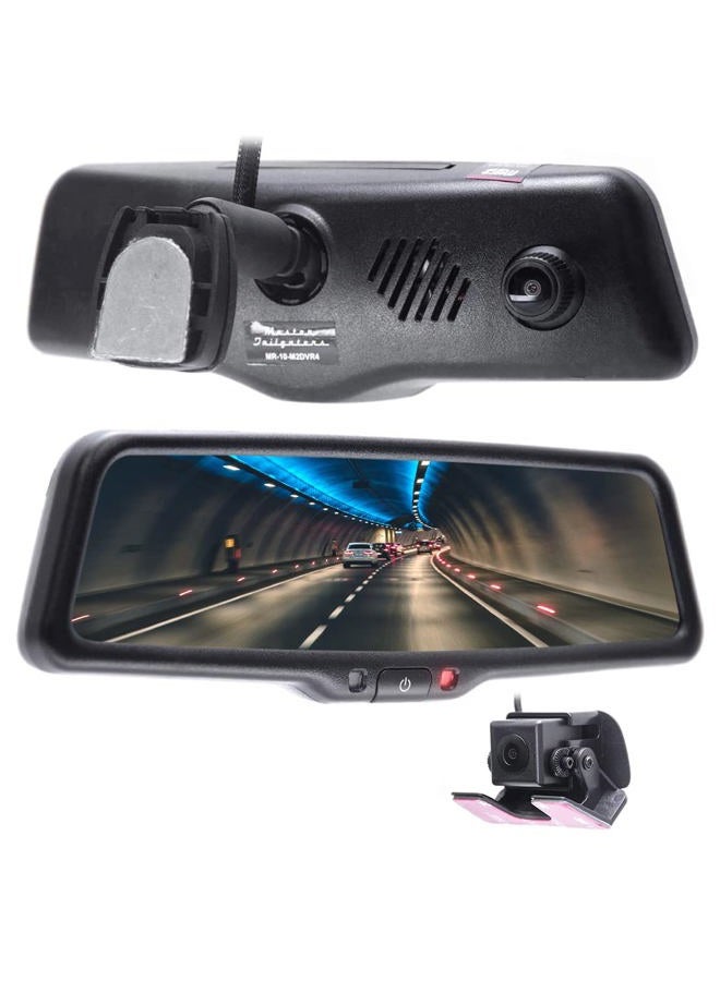 Master Tailgaters 10" OEM Rear View Mirror Dash Cam with 10" LCD Screen | Rearview Universal Fit | 1080p 30fps HD DVR | Dual Way Video Recorder with WiFi | Anti Glare | 1080p Backup Camera Included - Image 1