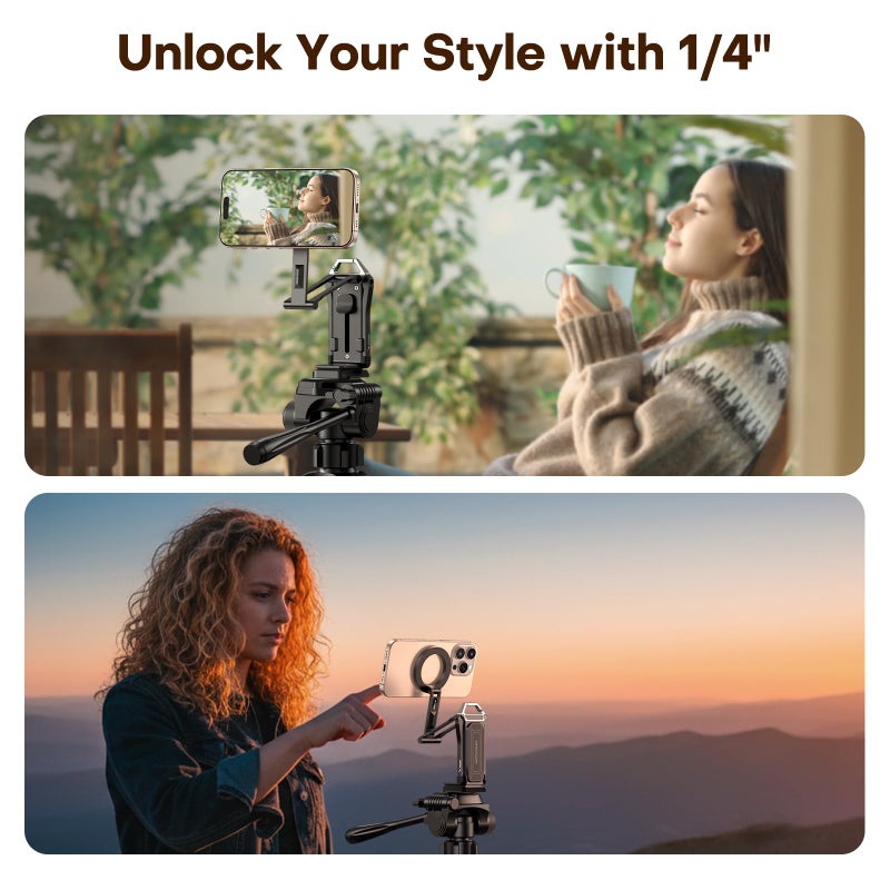 OMOTON TP02 360Â°Rotating for MagSafe Tripod, New Upgrade with 1/4" Screw Arca, Adjustable Magnetic Phone Tripod for iPhone 17/16/15 Pro Max Air, Foldable Selfie Stick Fits Vlog, Gym, Black Pro - Image 3