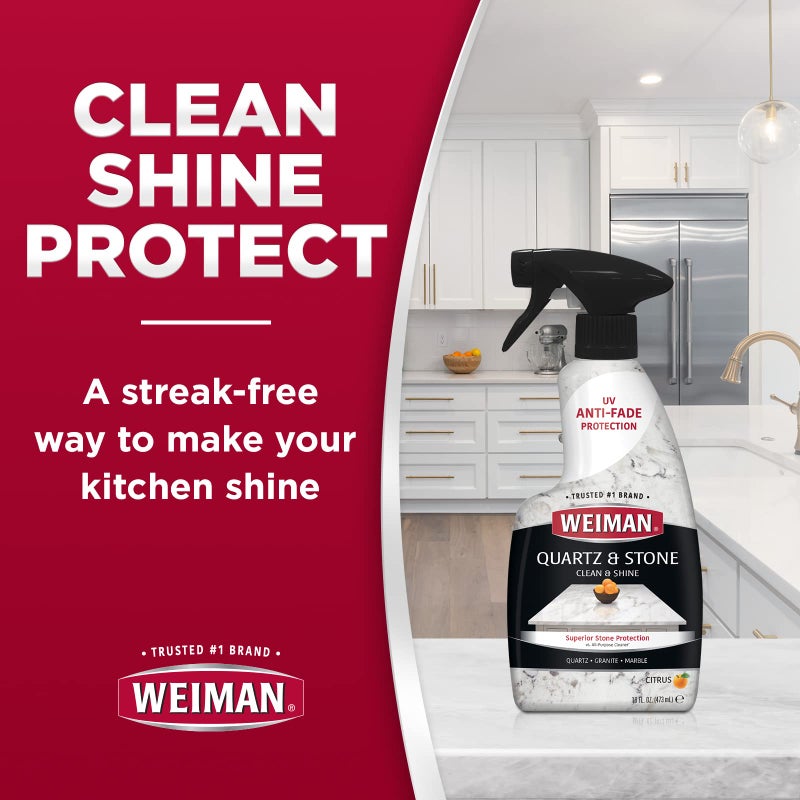 Weiman Quartz Countertop Cleaner and Polish (2 Pack w/Micro Towel) Clean and Shine Your Quartz Countertops Islands and Stone Surfaces with Ultra Violet Protection - Image 2