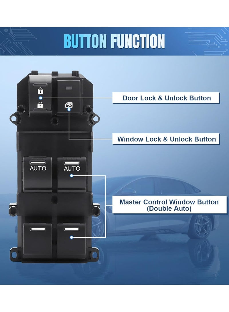 TLAXCA مفتاح نافذة رئيسي متوافق مع هوندا أكورد EX EXL 2.4L 3.5L من 2008-2012، مفتاح نافذة كهربائي من جهة السائق، استبدال رقم OE 35750-TA0-A31، 35750-TA0-A32 - Image 3
